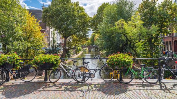 Bicycles on a bridge in Utrecht, Netherlands (© George Pachantouris/Getty Images)