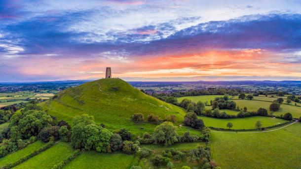 St. Michael's Church Tower on Glastonbury Tor, Glastonbury, Somerset, England (© Gavin Hellier/Getty Images)
