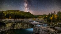 Milky Way over the Elbow River in southern Alberta, Canada 