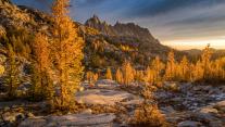 Golden larches and Prusik Peak, Enchantments, Washington 