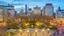 Union Square in lower Manhattan at twilight, New York 