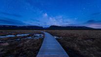 Boardwalk on hiking trail to Western Brook Pond in Gros Morne National Park 