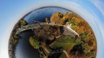 Kugelpanorama-Luftbild Little Planet der Glienicker Brücke, Potsdam, Brandenburg 
