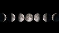 Ein aus mehreren Aufnahmen zusammengesetztes Foto zeigt die verschiedenen Mondphasen 