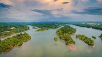 Aerial view of mangrove islands near Kundapura, Karnataka 