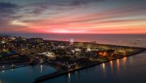 Aerial view of Ocean City, Maryland, at sunrise 
