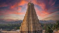 Virupaksha temple in the ancient city of Vijayanagar at Hampi, Karnataka, India. 