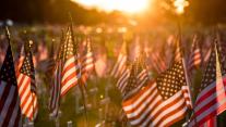 Field of flags set up for Memorial Day 