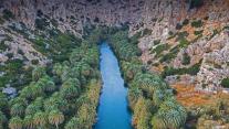 Preveli Gorge with river and palm tree forest, Crete, Greece 