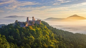 【2020-05-01】 达恩附近普法尔茨森林中的Altdahn城堡，德国莱茵兰-普法尔茨(Dahn Rockland), Palatinate Forest, Rhineland-Palatinate, Germany (© Reinhard Schmid/Huber/eStock Photo)