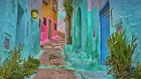 【2021-07-19】 麦地那的彩色小巷， 摩洛哥得土安市 (© Jan Wlodarczyk/eStock Photo)