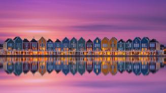 Rainbow houses in the town of Houten, Netherlands (© George Pachantouris/Getty Images)