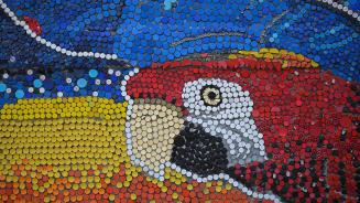 Bottle cap mural by Oscar Olivares in Guatire, Venezuela (© FEDERICO PARRA/AFP via Getty Images)