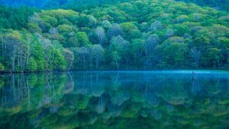 Kagami-ike (Spiegelteich), Nagano, Japan (© Shoji Fujita/Getty Images)