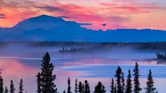 Willow Lake and Mount Blackburn, Wrangell-St. Elias National Park and Preserve, Alaska, United States 