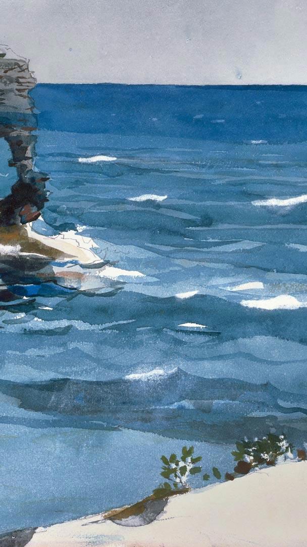 波士顿美术馆收藏的画家温斯洛·霍默的水彩画'Rocky Shore' (© Alamy)