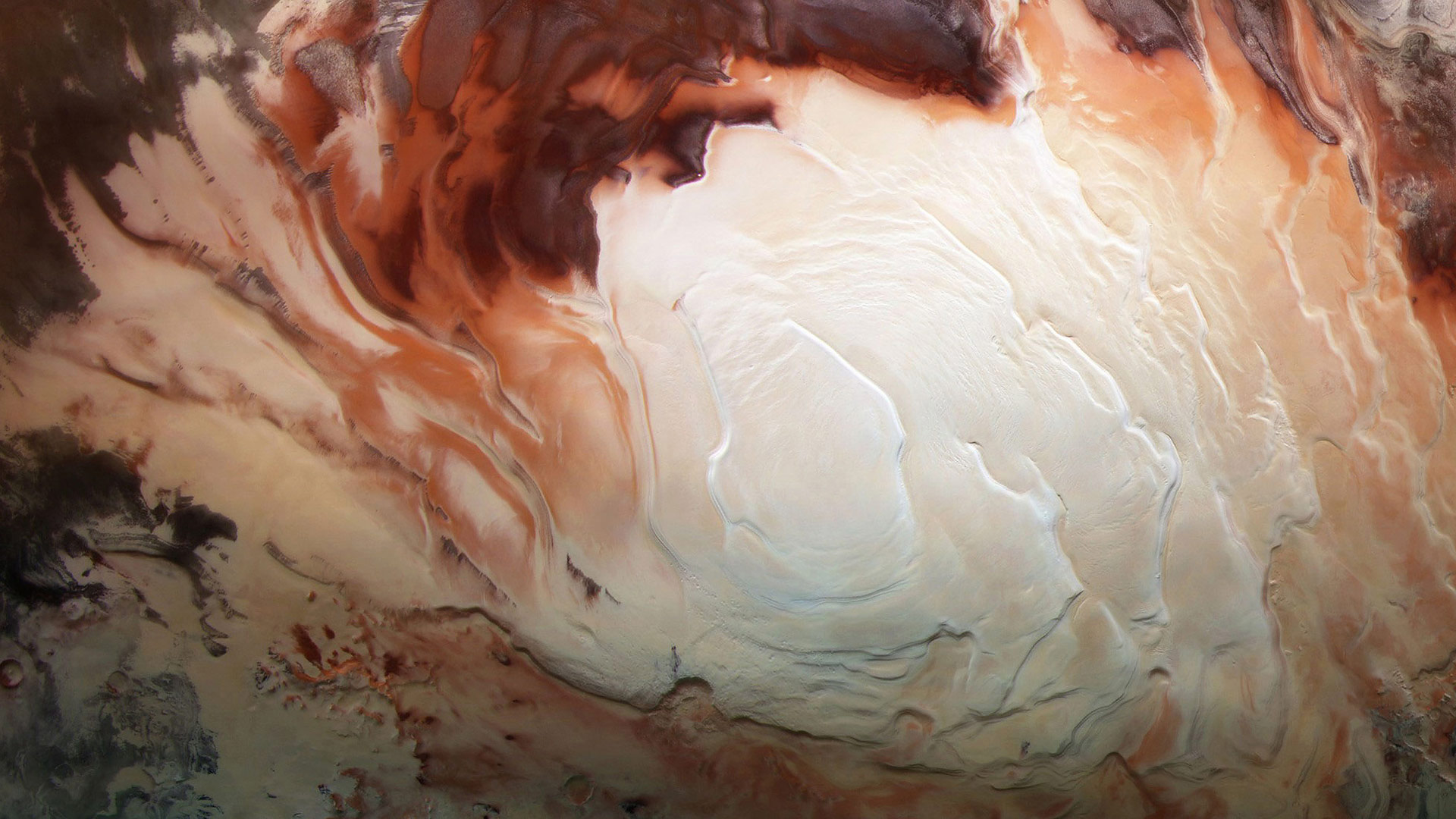 火星快车号传来的火星南极冰盖图像 