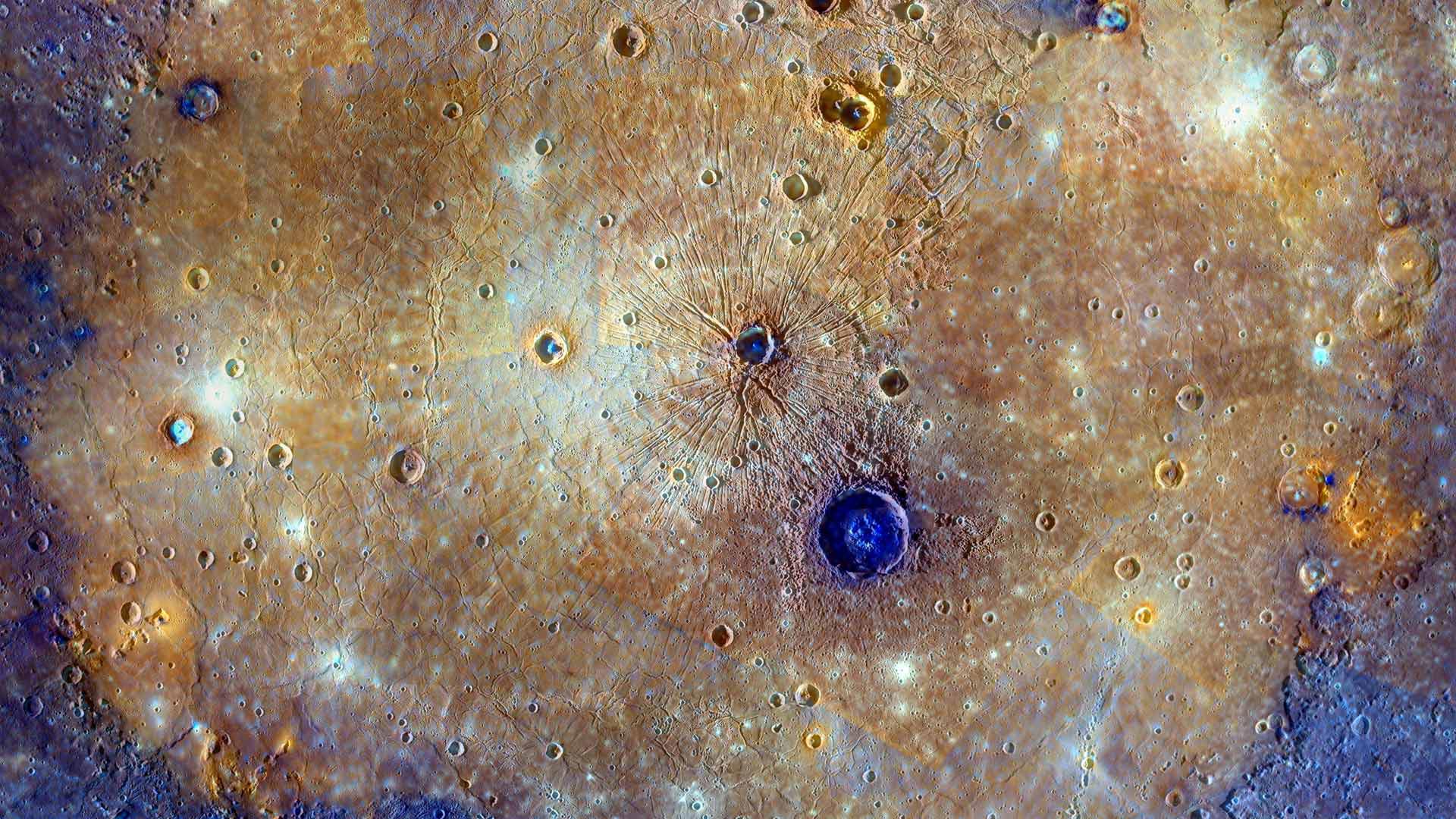卡洛里盆地的合成全彩图，水星 