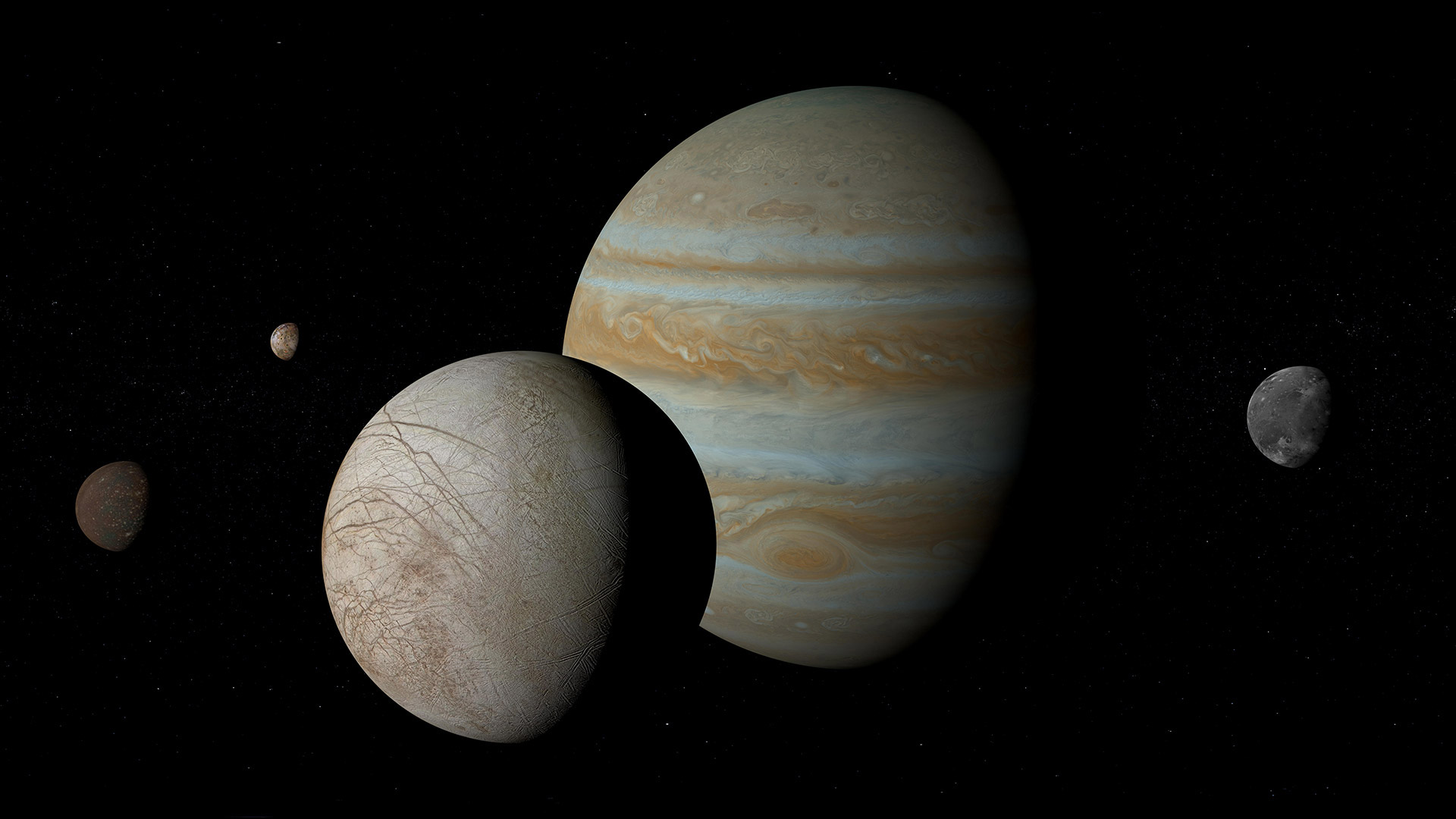 木星的卫星——木卫一、木卫二、木卫三和木卫四 