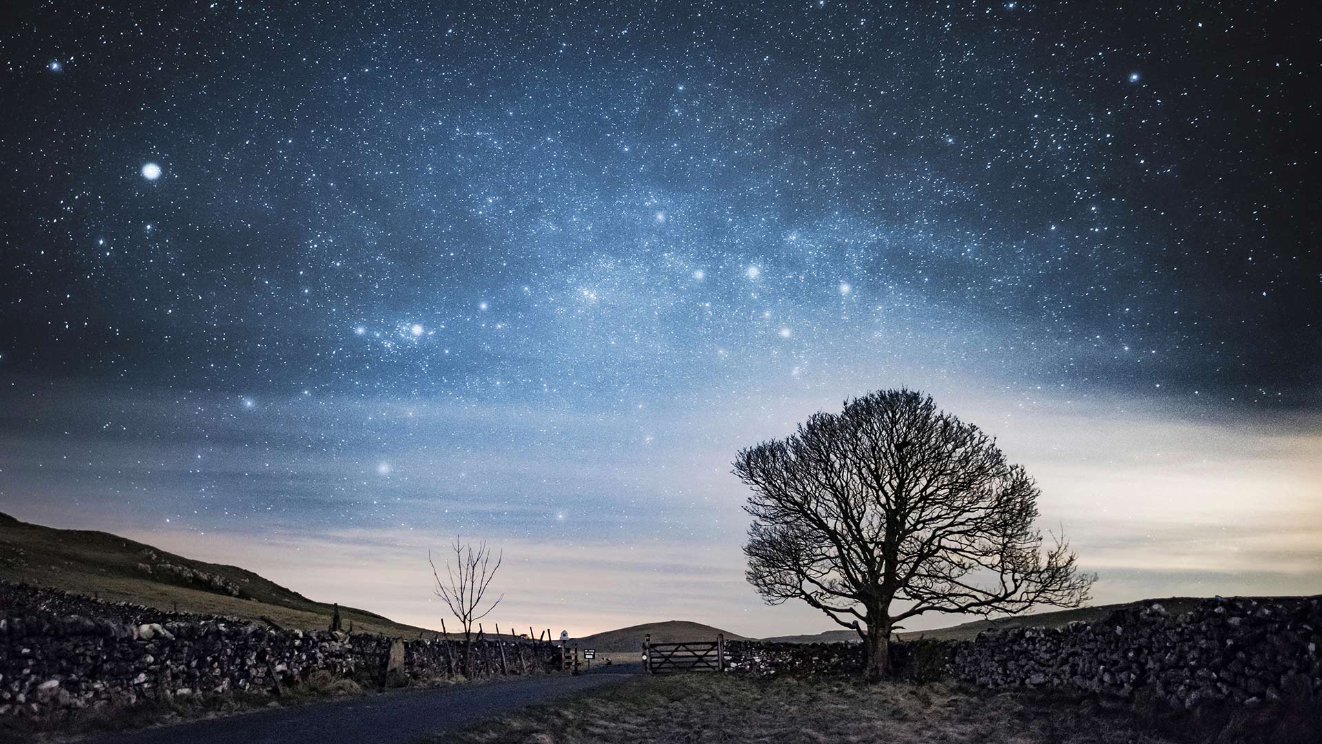 马勒姆的夜空，英国北约克郡 