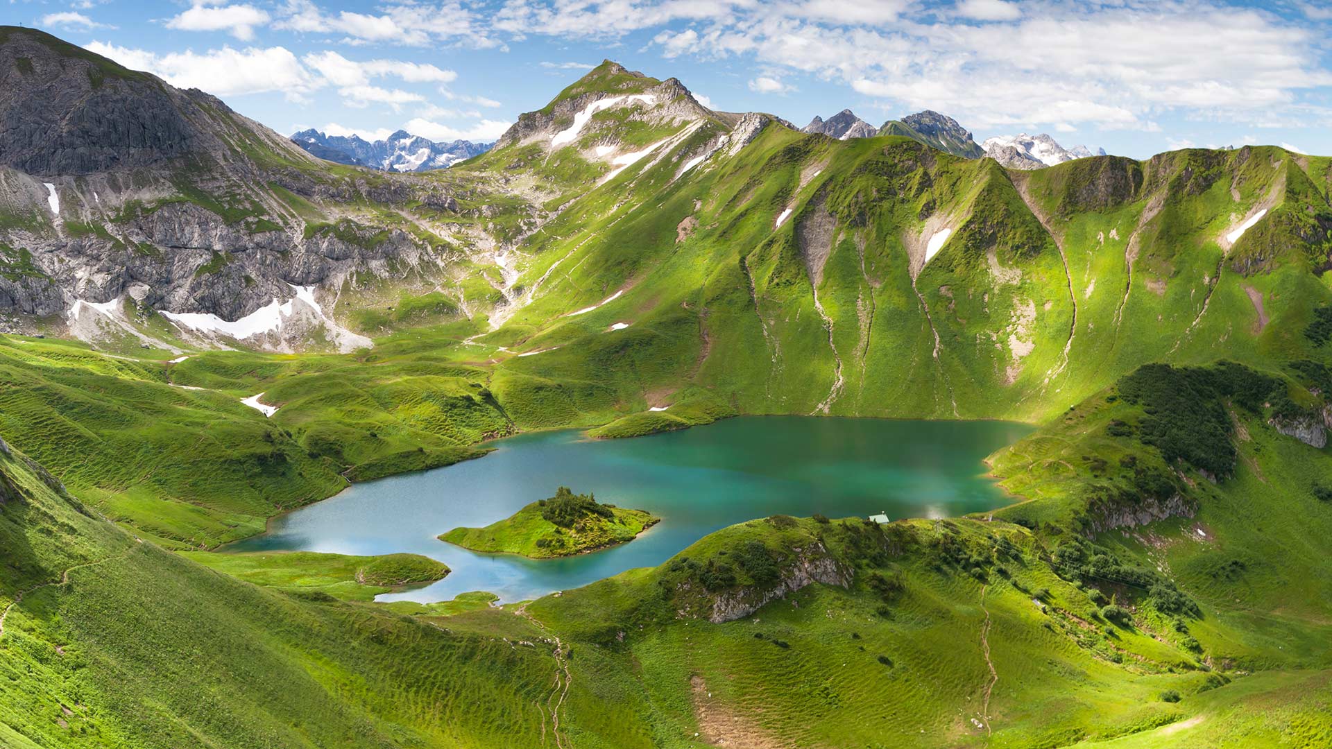 巴伐利亚州Schrecksee湖的全景图，德国 