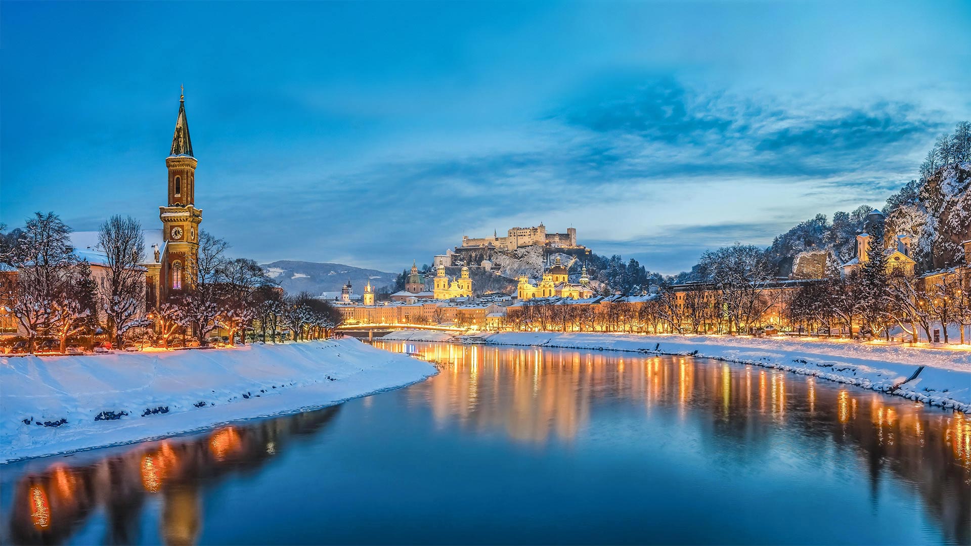 Salzburg with Salzach river, Austria 